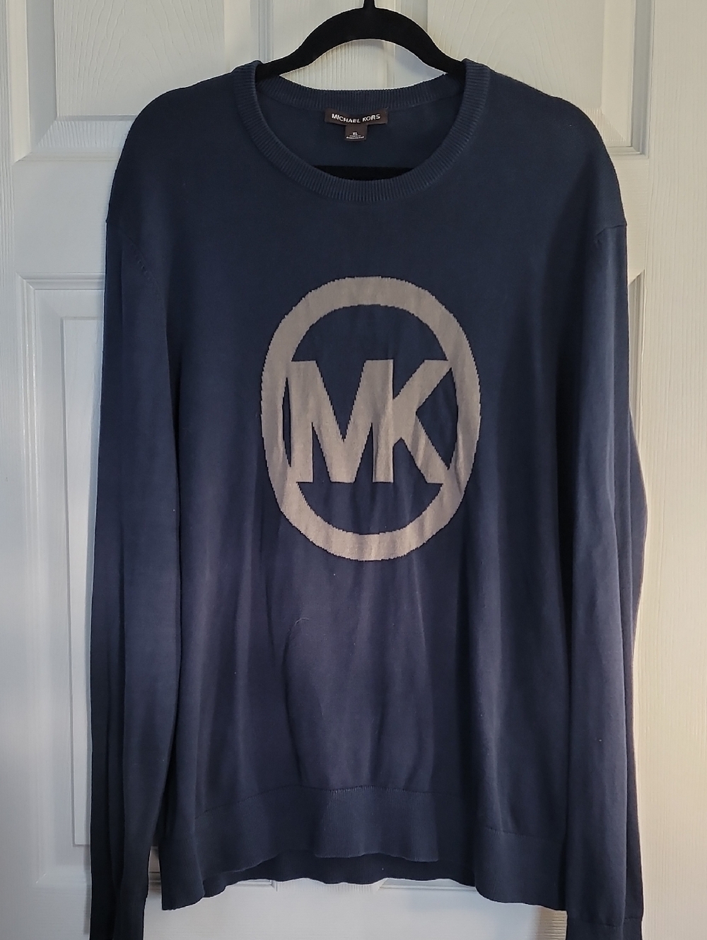Michael Kors Navy Sweater with Light Gray MK Emblem